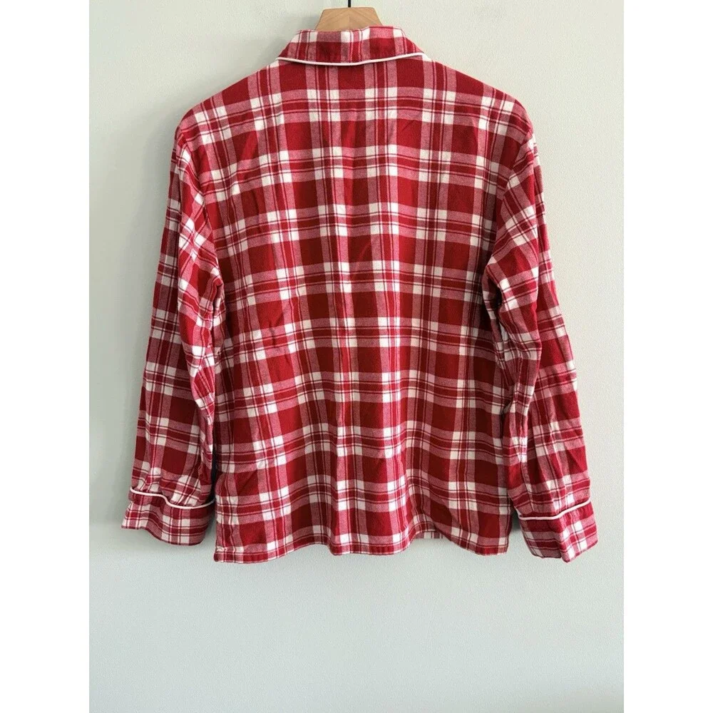 J. Crew Flannel Plaid Pajamas Red White Plaid Womens Medium Holidays Christmas